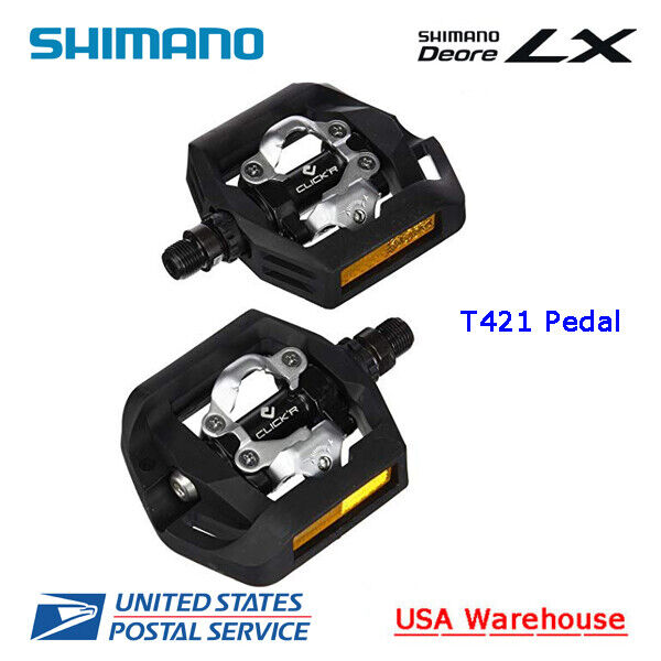 shimano click r pd-t421 spd pedal Shimano Deore LX PD-T421 SPD Aluminum Pedal with SH56 cleats Black