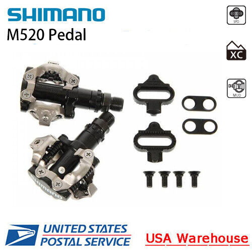 shimano m520 pedal Shimano Deore PD-M520-L Black Pedal SPD Clipless w/ SM-SH51 Cleats New