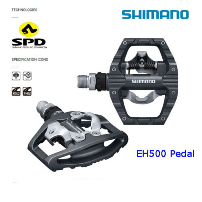 eh500 pedal Shimano PD-EH500 SPD Clipless Pedals Platform Road Touring Bike New wi